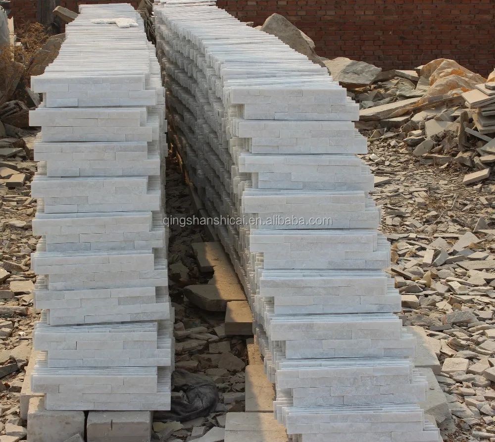 natural white quartzite thin z shape wall stack culture stone
