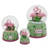 Resin Flamingo romantic wedding decorative cheap custom snow globe animals glass snow ball with led light and musical