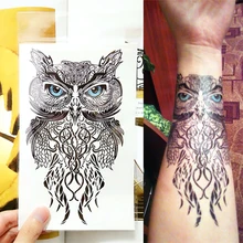 Owl Flash Tattoo Sticker 12*20cm Waterproof Harajuku Henna Beauty Summer Style 2015 Temporary Body Art FREE SHIPPING