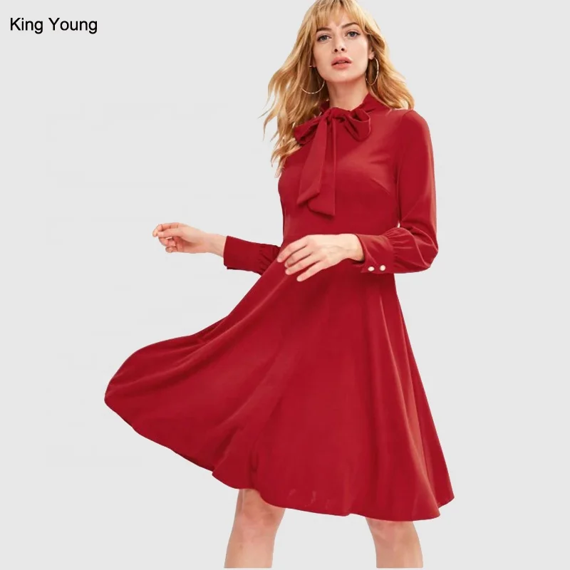 knee length red dress