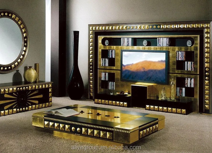 Lb1108classic Round Tv Frame Luxury Antique Gold Tv Stand Buy Round