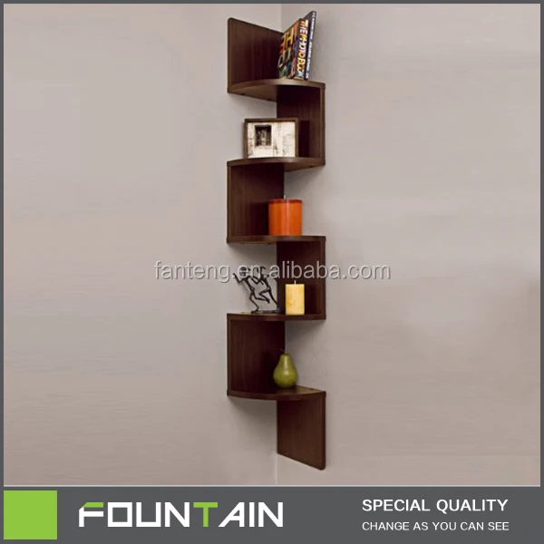 Walnut Wooden Display Zig Zag Modern Corner Bookcase Wall Shelf Buy Wall Shelf Zig Zag Shelf Display Wall Shelf Product On Alibaba Com