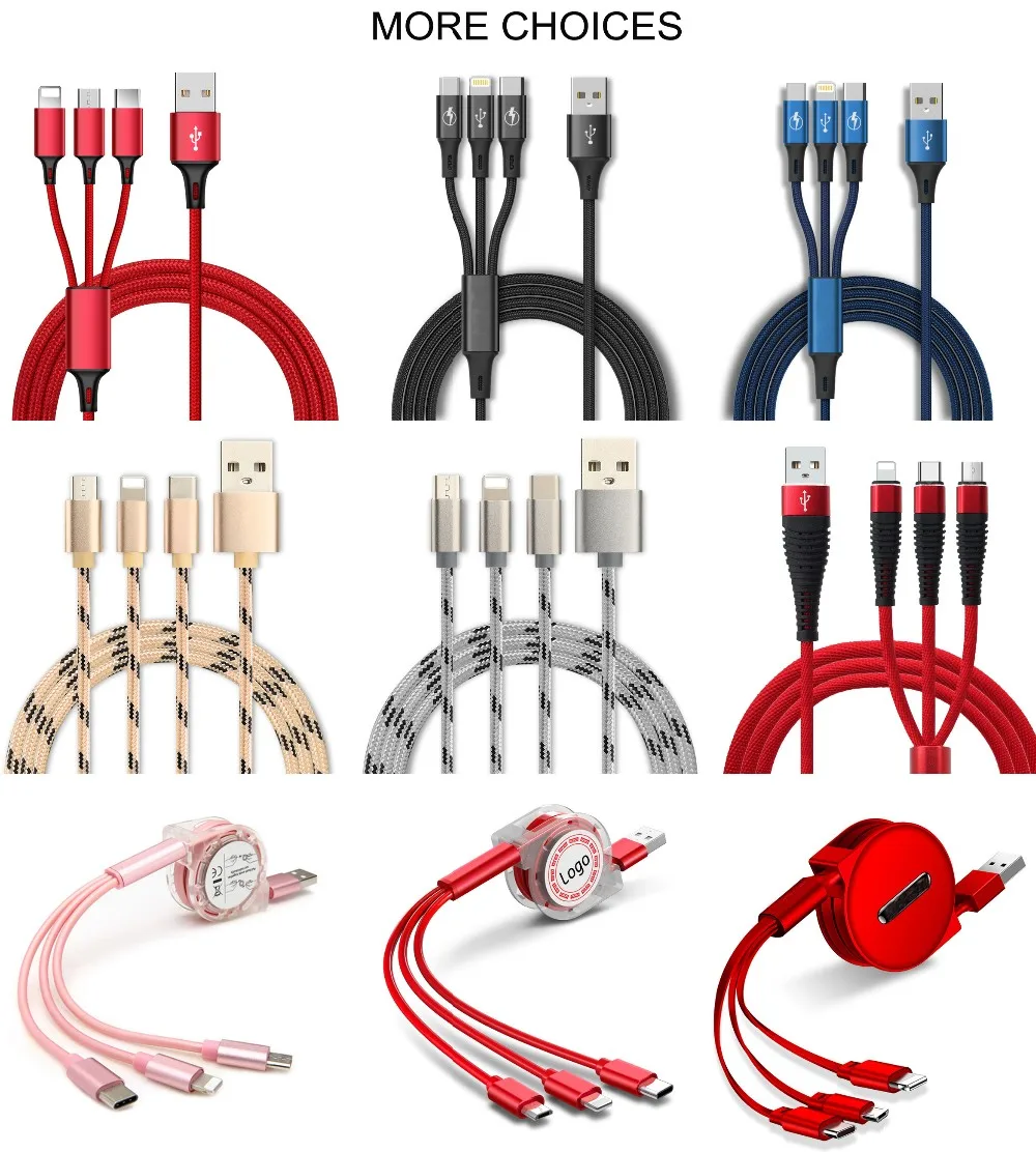 High Quality 3 In 1 Type-C Micro USB Data Charging Cable For Iphone Android and USB C - ANKUX.COM