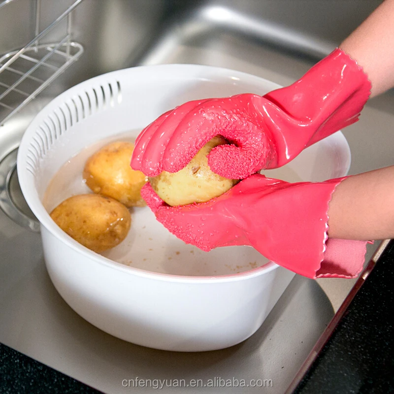 Creative Peeled Potato Cleaning Gloves Kitchen Vegetable Rub Fruits