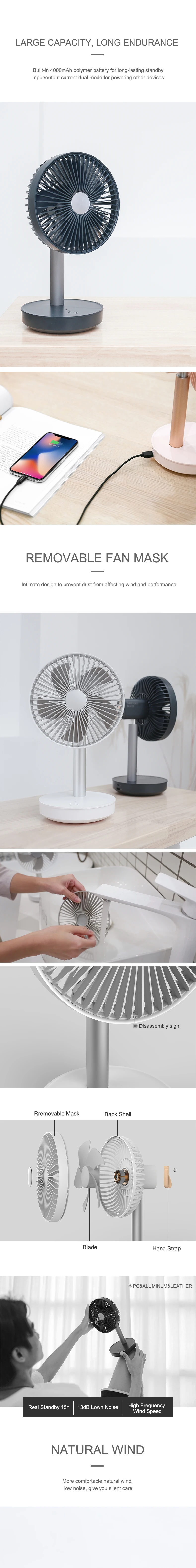 P19 FENGXU DESKTOP RATATING USB TABLE RECHARGEABLE  FAN
