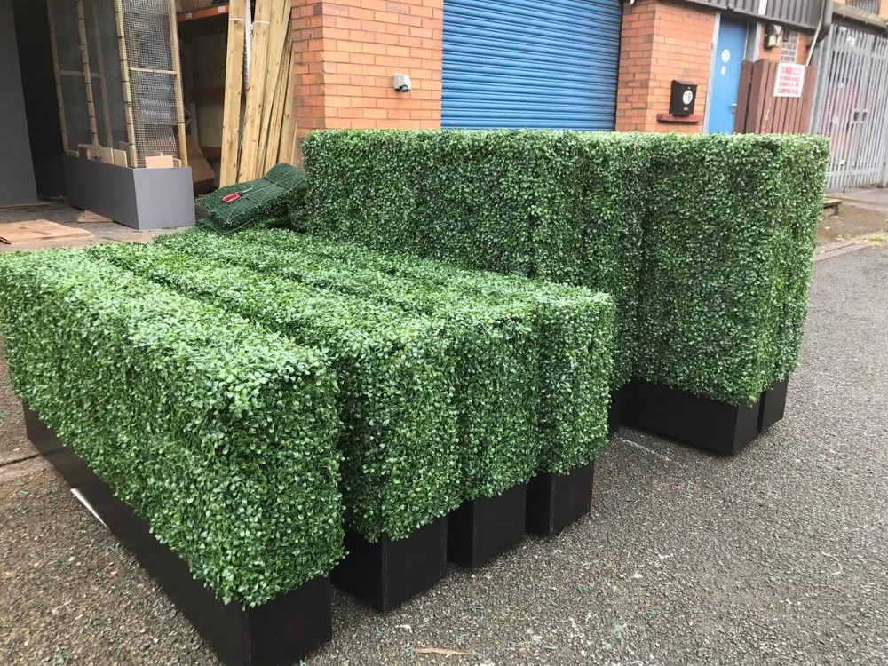 Customized Size Green Artificial Boxwood Hedge Planter Garden Privacy