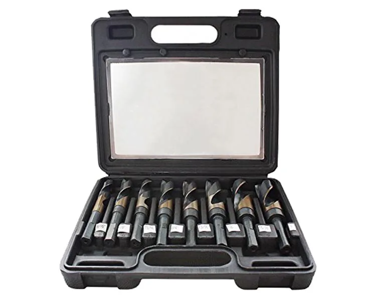 8Pcs Large Size 1/2 Inch Reduced Shank Silver and Deming Blacksmith Drill Bits Set for Metal in Plastic Box