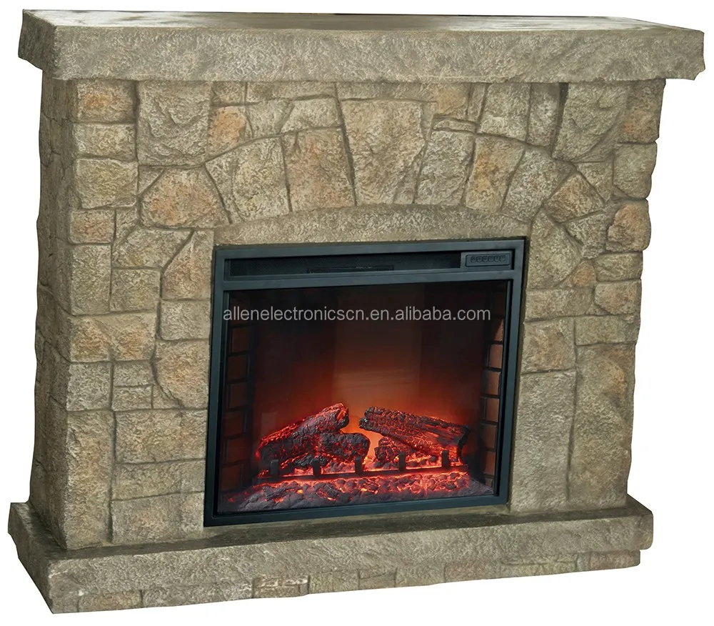Electric Decorative Fireplaces Heater With Cast Stone Tv Lift