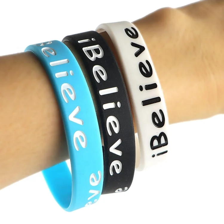Athlete Wristband Fashion Custom Logo Or Faith Creed Engraved With Belief Silicone Bracelet
