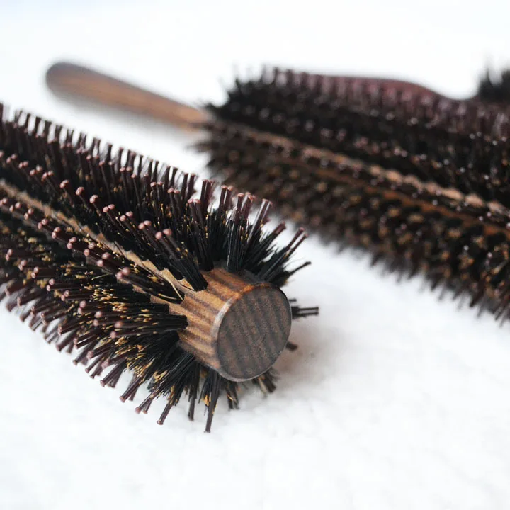 Double Bristle Boar Round Hair Brush Great For Hair Straightening Hair