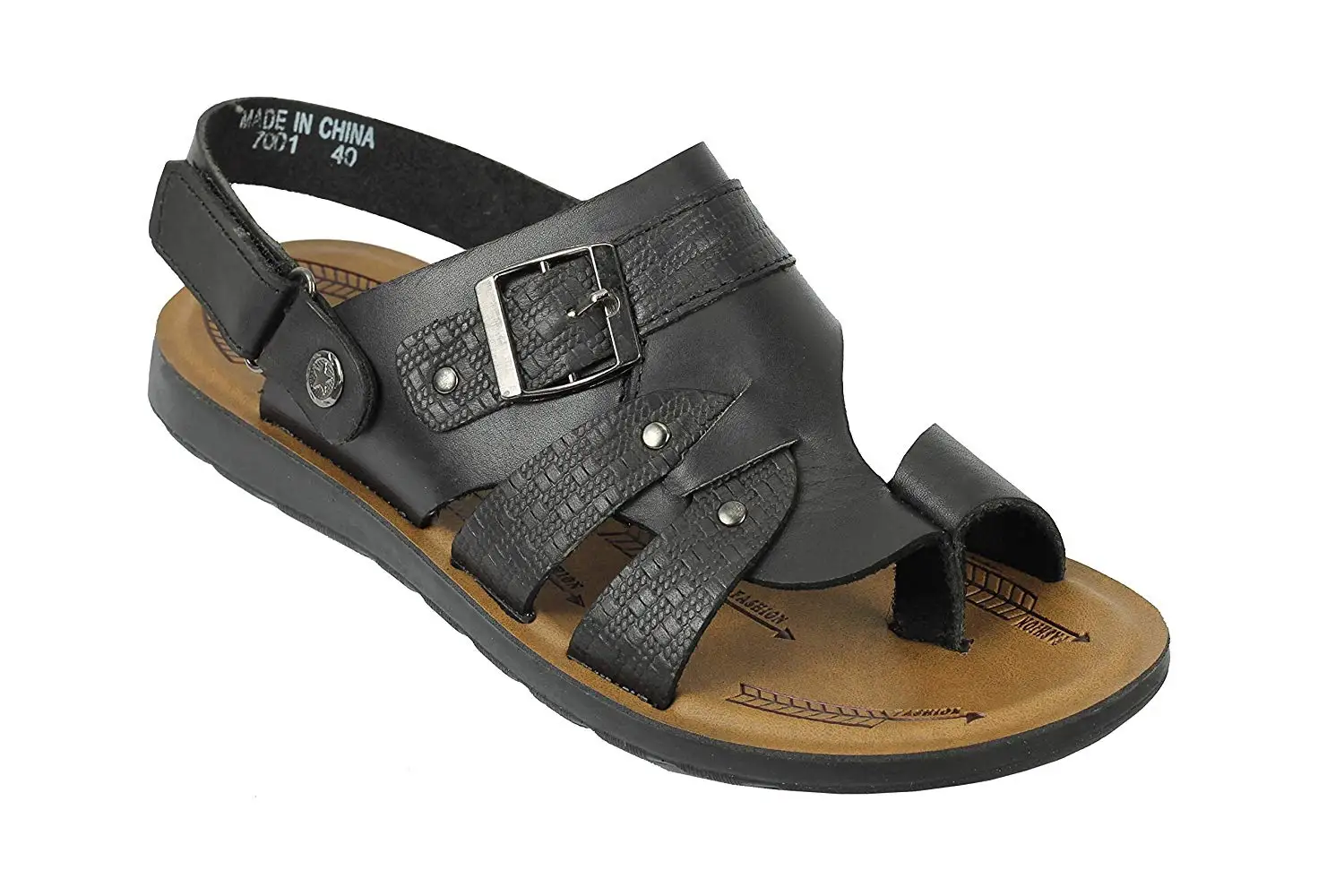 mens leather toe loop sandals