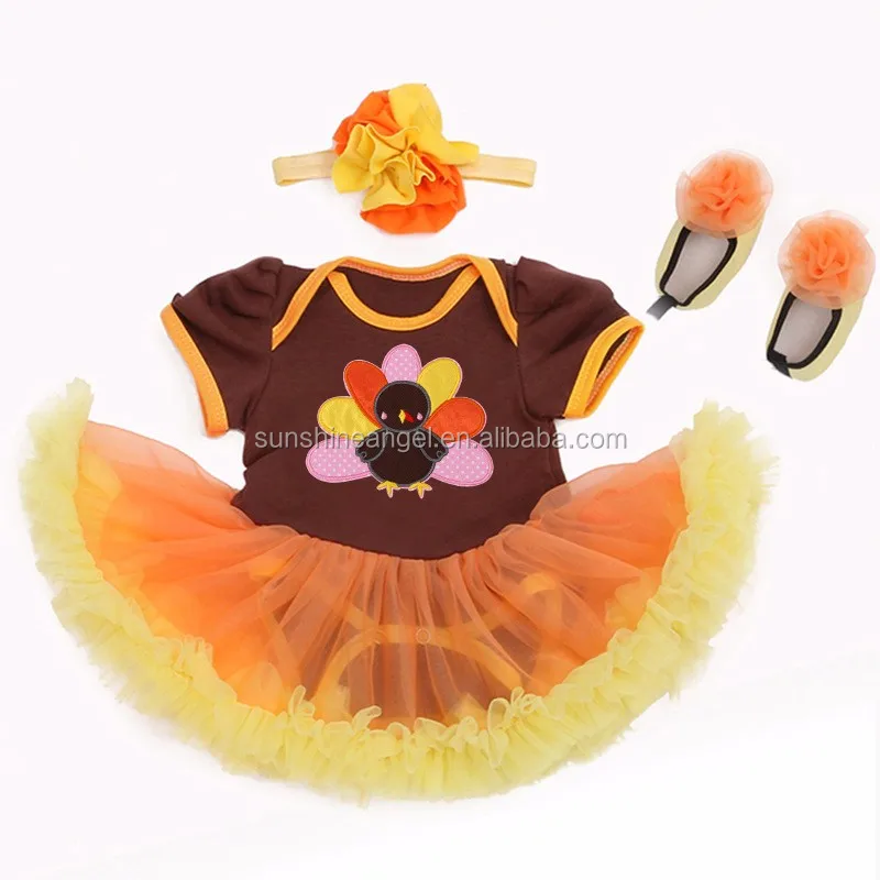 Thanksgiving Newborn Clothing Set Infant Turkey Rompers Dress + Headband +  Shoes 3pcs Sets Baby Girl Clothes - Buy Baby Girl Clothes,Baby Clothes, Thanksgiving Product on 