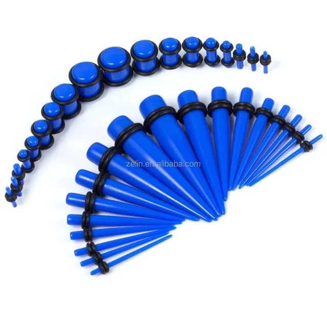 Acrylic Blue Stretching Kits Ear Taper Pugs Kit Set Stretcher Gauges Body Piercing Jewelry