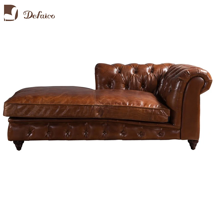 Vintage Brown Full Grain Leather 2seater Chaise Lounge Sofa Buy