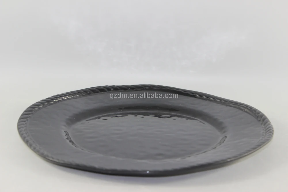 Black Dinner Plates,100% Melamine Round Plates