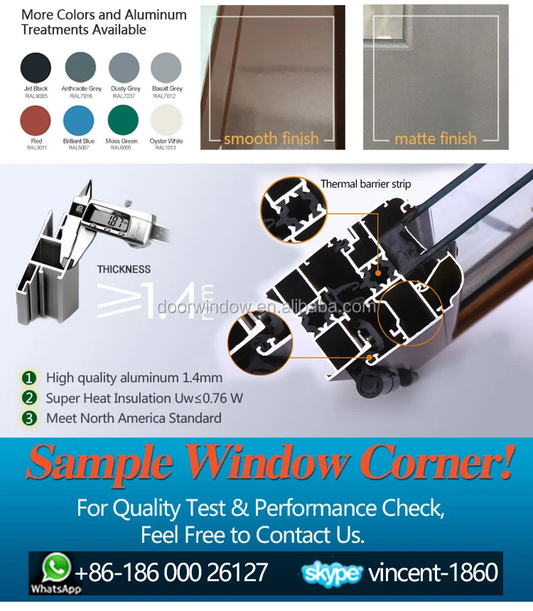 United States elegant Tilt and turn with wood grain finishing thermal insulated aluminum window with double glass
