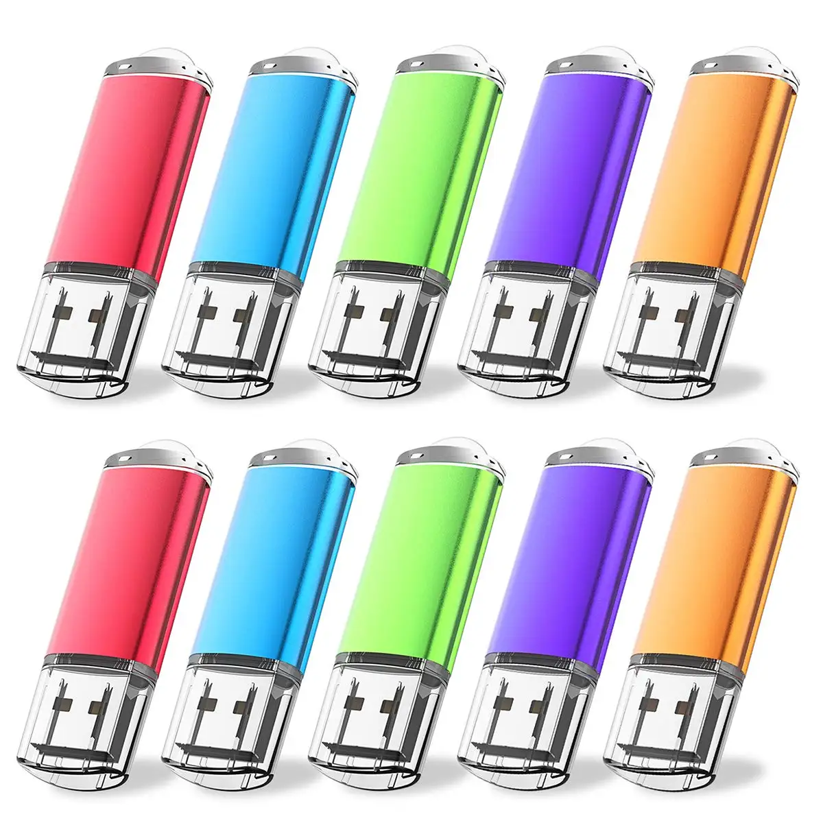 10 Pack 16GB USB Flash Memory Stick Pen - Blue/Purple/Red/Green/Orange (16GB, 5 Mixed Color - ANKUX.COM