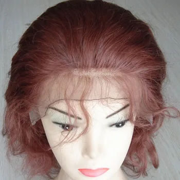 33 Wind Red Brazilian Human Hair Full Lace Wig Silk Top Bleached