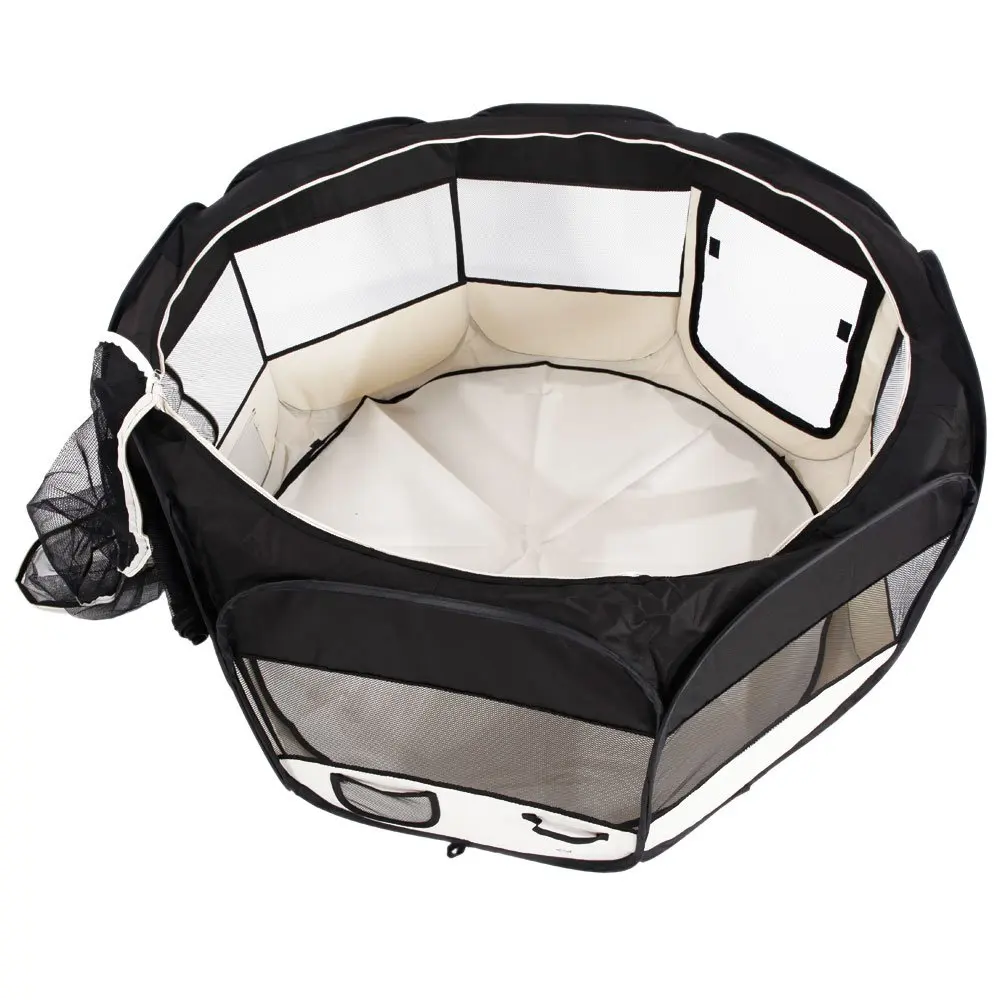 Portable Foldable Pet Playpen 600d Oxford Cloth & Mesh Playpen Run Cage 