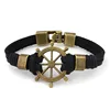 Hot Selling Retro Leather Bangle bracelet Rudder Charm Handmade Weave Rope Bracelet Fashion Men's Jewelry