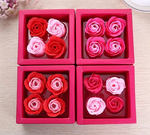 Artificial Flowers Gift Box 4 Pcs Soap Roses Valentine's Day Christmas Anniversary Gifts Buy 4