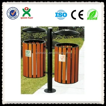 Luxury Wood Decorative Outdoor Hanging Trash Can Qx 149h