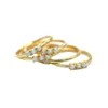 Quality delicate dainty thin band tiny opal gemstone prong setting gold plated simple ring