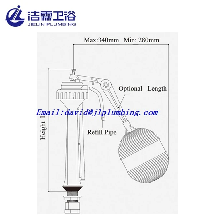 Professional manufactory durable toilet plastic ball cock fill valve T1201