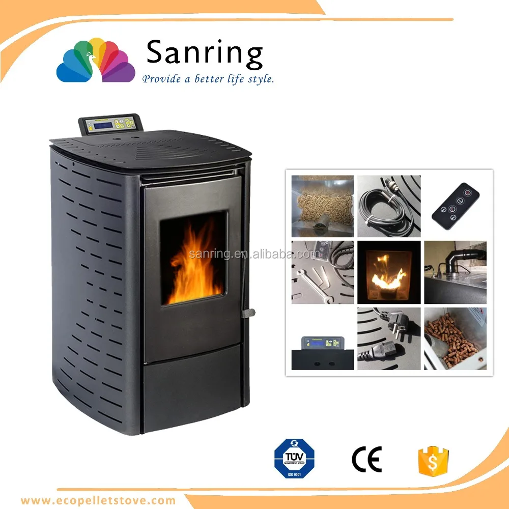 6 Kw Mini Portable Wood Pellet Stove With Cast Iron Fuel Bucket