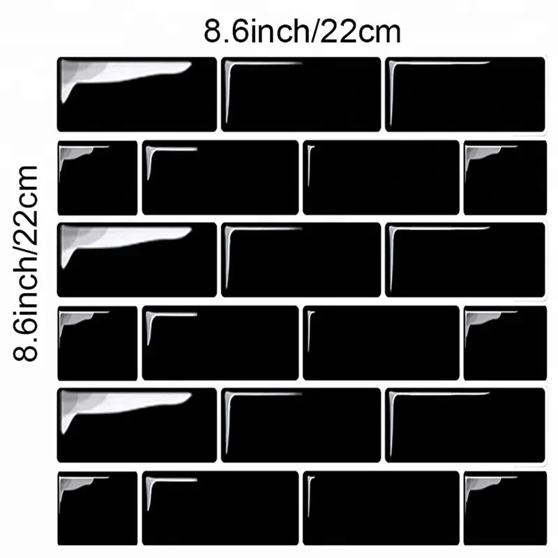 10 Inch Black Long Strip Tile Design 3d Self Adhesivve Tile For Kitchen ...