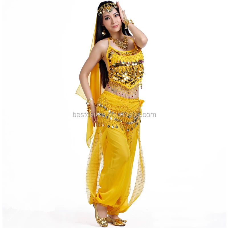 Bestdance Sexy Arabic Belly Dance Costume Top Pants Trousers Outfit Set 
