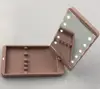 High Quality Promotion Gift ABS+Glass mirror Square Pocket Mirror with Light and Cosmetic Brush Storage