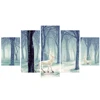 House painting 5 pieces Northern European winter milu deer HD printed wall art painting for home decor