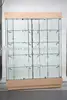 Display Cases, wood with veneer, aluminum poles, tempered glass