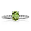 Sterling Silver Genuine Green Peridot & White Created Sapphire Women's Ring