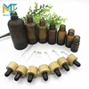 E liquid e juice Essential oil bottle 5ml 10ml 15ml 20ml 30ml 50ml 100ml Luxury bamboo lid amber matte glass dropper bottle