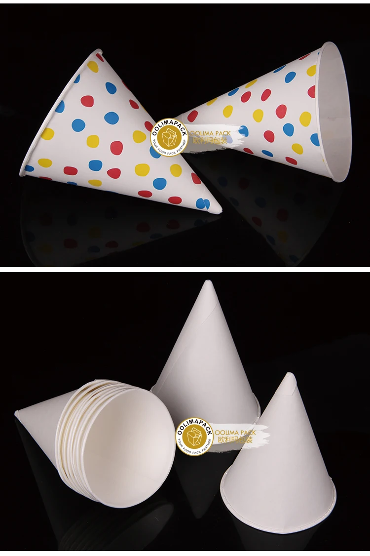 Disposable Rolled Paper Cone Cup Airport Water Cup Cheap Custom Single