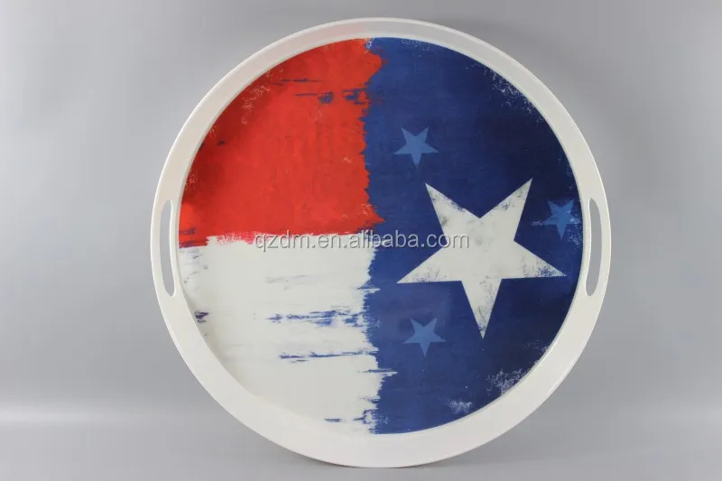 15 inch Melamine Round tray Food tray National flag Print