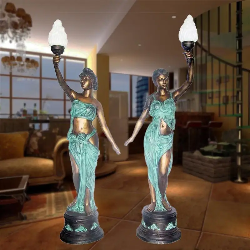 Outdoor Deco Brass Antique Statue Lamp Of Beautiful Girls Buy Brass