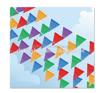 Plastic Wedding Decorations Colorful Party Triangle Flags Hanging