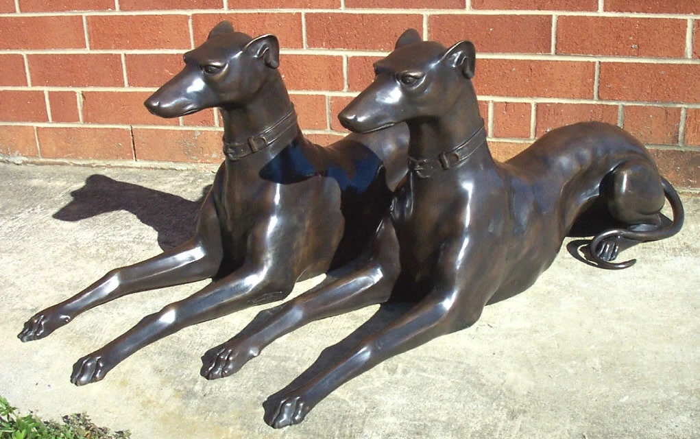 Leben Größe Berühmte Garten Dekoration Bronze Whippet Hund Skulptur