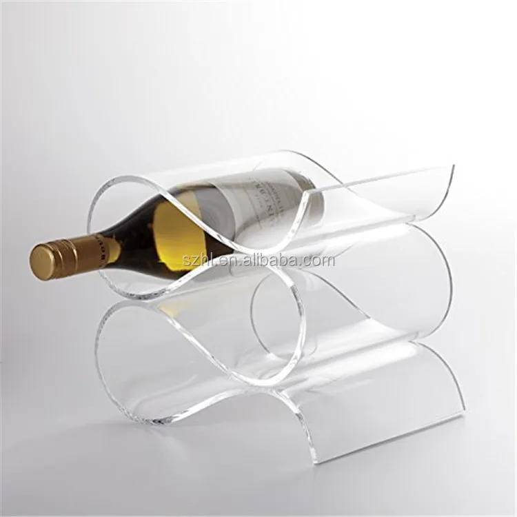 4 Bottle Acrylic Wave Wine Rack Clear Custom 4 Bottle Acrylic Wave Wine Rack Clear Custom Holder Display Racks Vintage Lucite With Curved