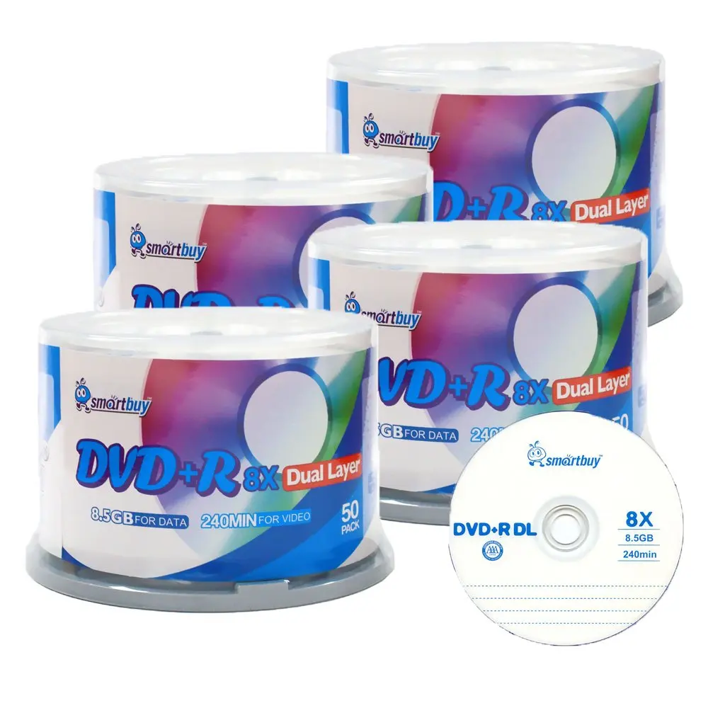 Smartbuy 8.5gb/240min 8x DVD+R DL Dual Layer Double Layer Logo Blank Media Disc Spindle (200-Disc)