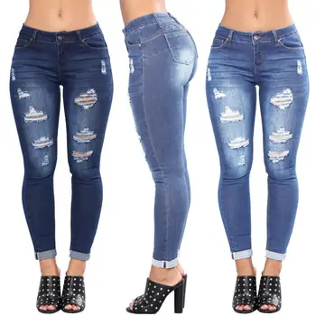 Gran Oferta De Pantalones Vaqueros Para Mujer Ajustados Y Rotos