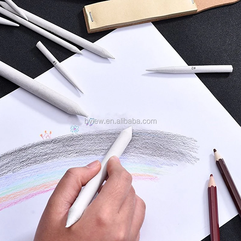 12 Pieces Blending Stumps and Tortillions Set with 2 Pieces Sandpaper Pencil for