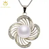 China cheap sale modern beautiful shining zircon 925 silver nature pearl pendent necklace