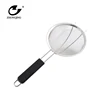 Stainless steel large colander with long handle in kitchen