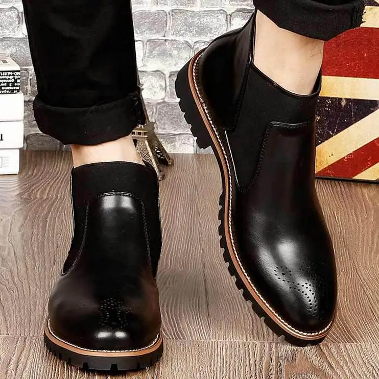 High Quality Stylish Men Slip-on Winter Oxfords Genuine Leather Ankle ...