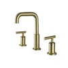 Three holes 59A solid brass faucet brushed gold bathroom basin sink faucet