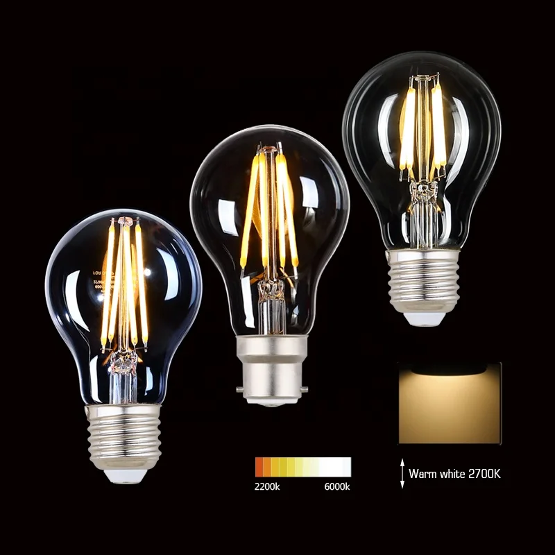 CE RoHS home lighting 4W 5W 7W LED bulbs A19 A60 dimmable edison led filament bulb